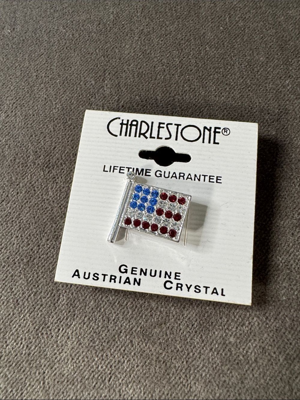 Charlestone American Flag Brooch Pin NEW